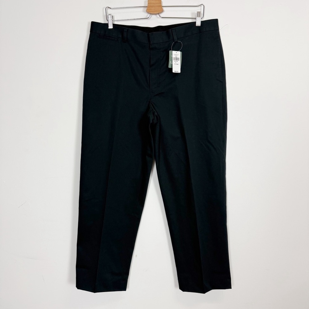LL Bean Wrinkle Free Dress Chino Pants Mens 37 x 31 Black Flat Front 262551 NWT
